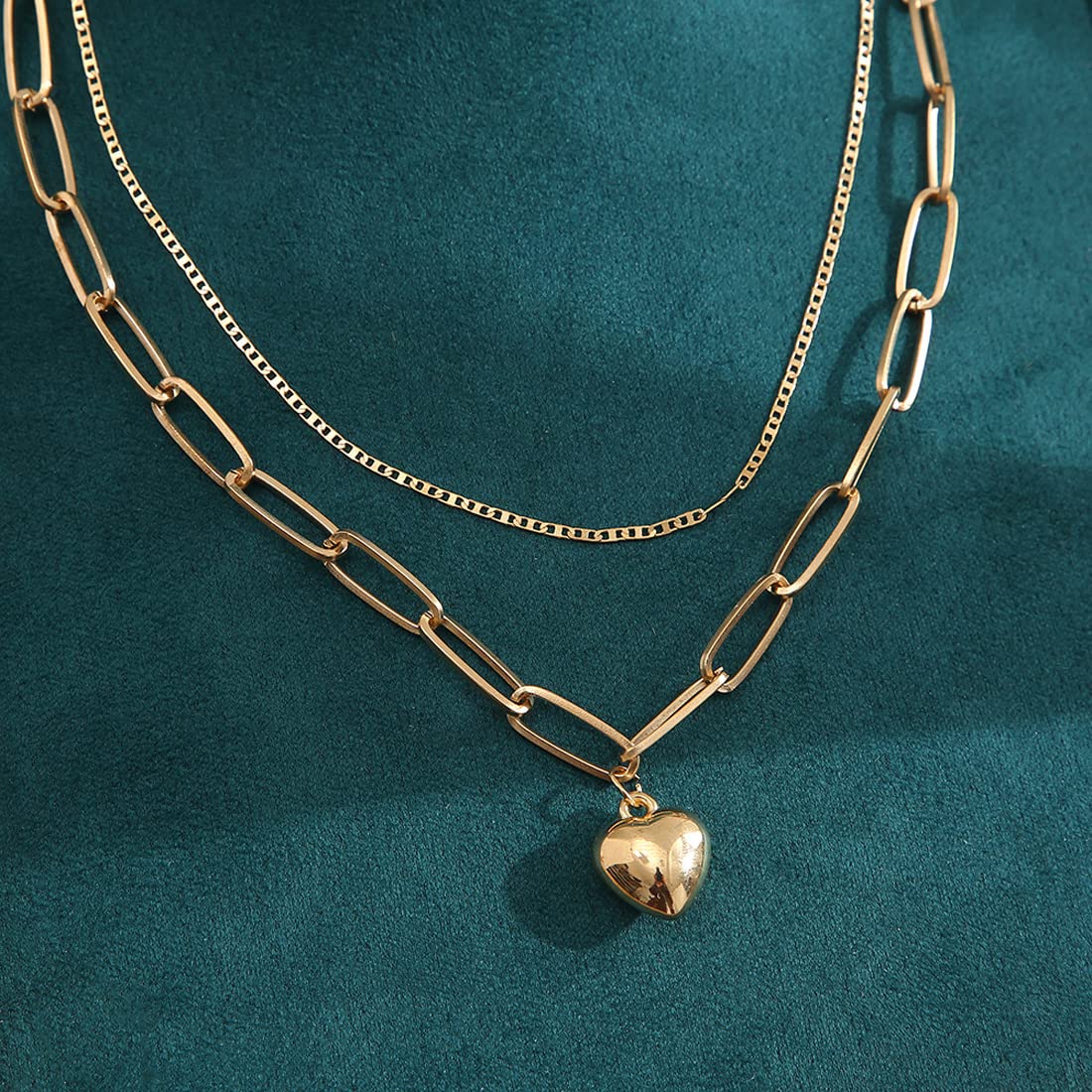 Plated Hearts Layered Necklace