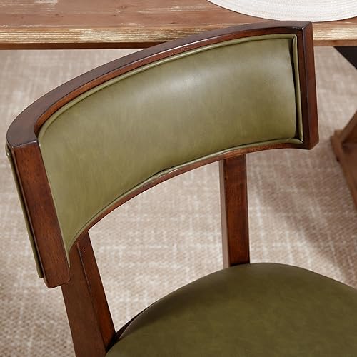 Miniatura 5 de Juego de 2 sillas de comedor modernas de mediados de siglo, sillas de comedor de granja con respaldo curvo, sillas de comedor con patas de madera de