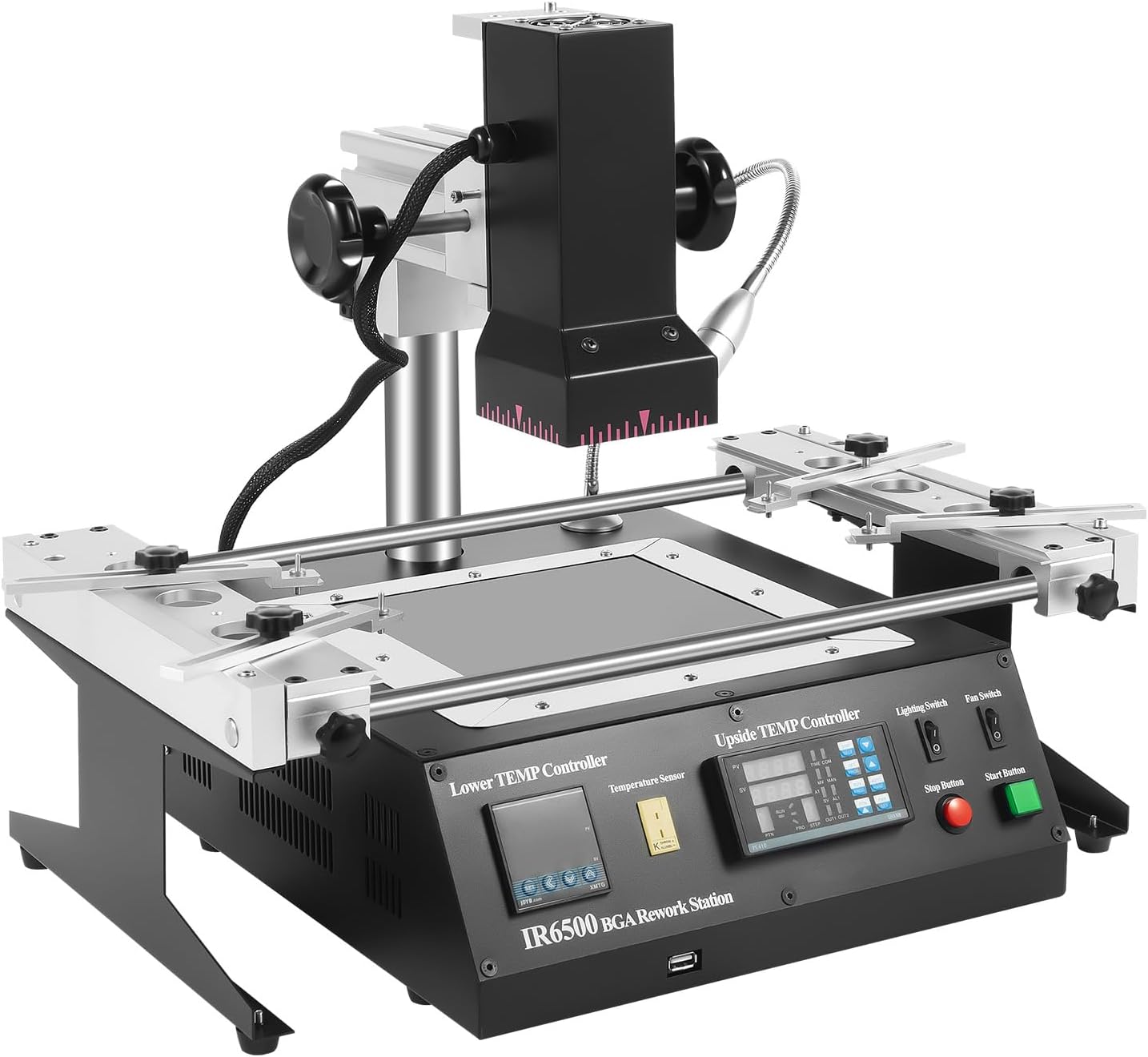 IR6500 BGA Rework Station, 1250W Infrared SMD Reflow Soldering Machine with Upper and Lower Heating Infrared Reballing Kits for PCB Motherboard CPU GPU Repair Compatible with Xbox 360 PS3