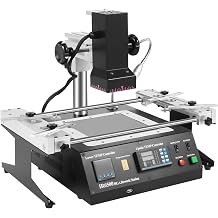 BGA Rework Station, 110V IR Soldering Station for BGA PBGA CSP, 8-Speed Closed-Loop Temperature Control Reflow Soldering Machine with Temp Sensor, X-Y Lifting Regulator & LED Lighting
