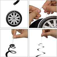 Vista 4 de 60 piezas de decoración de fiesta de cumpleaños de autos de carreras, adornos colgantes de remolinos de neumáticos de carreras, suministros