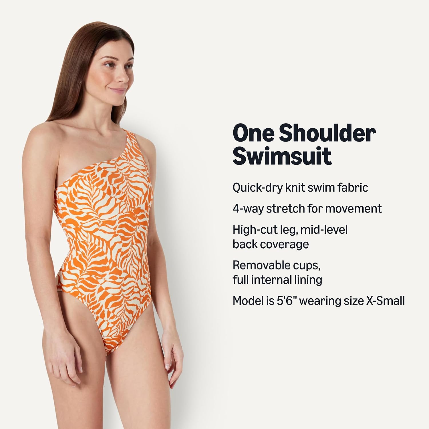 Amazon Essentials Women's One-Shoulder One-Piece Swimsuit