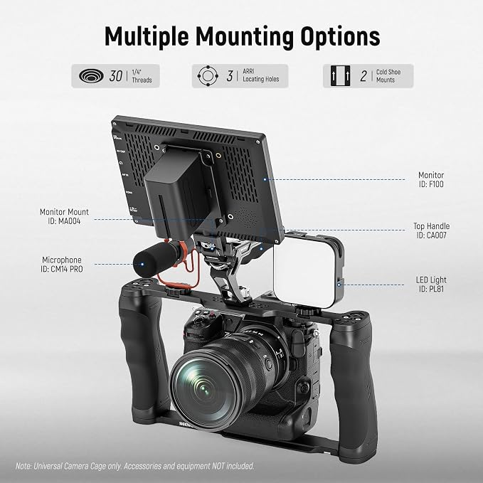 Cage Rig para cámara video NEEWER con base Arca y doble agarre miniatura 3