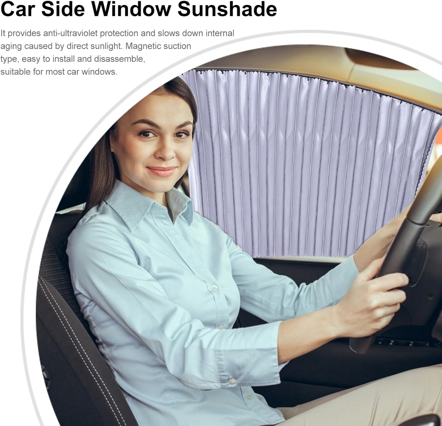 Alipis Magnetic Car Side Window Sunshade Curtain Auto Sun Visor Mesh Protection Shades for Front Seat Easy Attach Detach Breathable Mesh Material