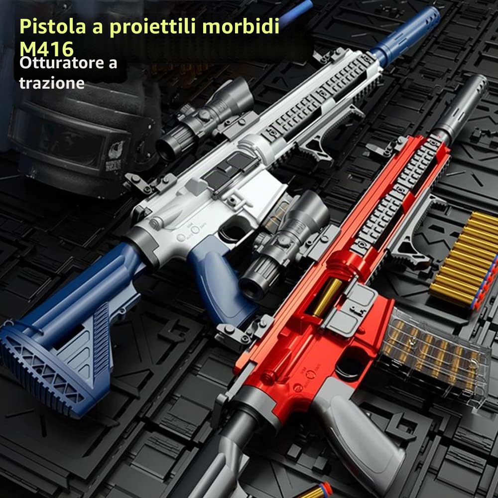 Pistola Giocattolo M416 Shell Ejection - Soft Bullet Gun EVA Sniper Rifle, Blaster Weapon Toys per Giochi in Giardino - Regalo di Compleanno per Ragazzi Ragazze Adolescenti - Bianco