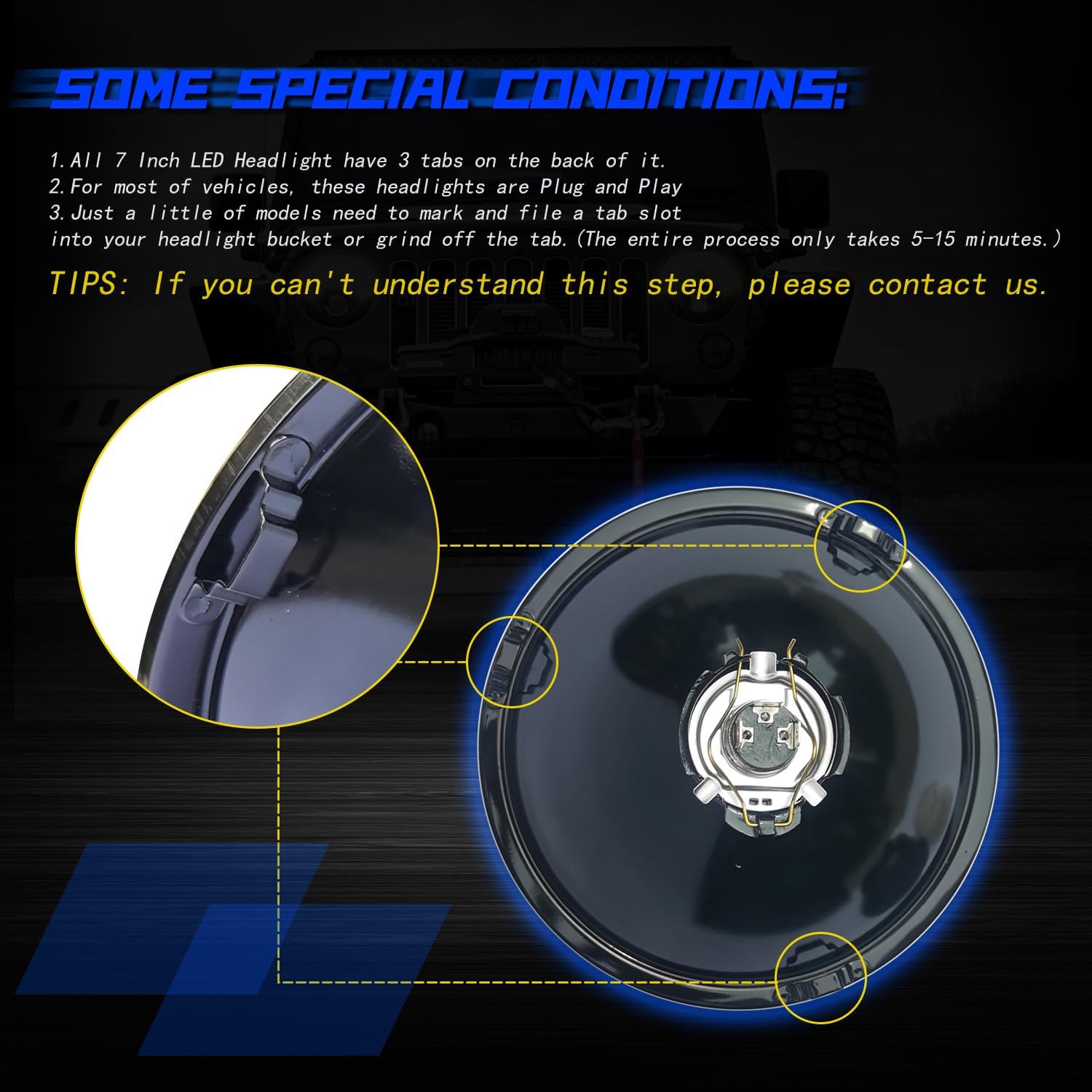For 1969-1978 Ford F100 F150 F250,LED Fog Light,7 Inch led Glass Headlight Round Lens Housing+H4/9003 High&Low Beam Bulbs, Clear Lens 7 Inch H6024 Round Headlight Sealed,4PCS