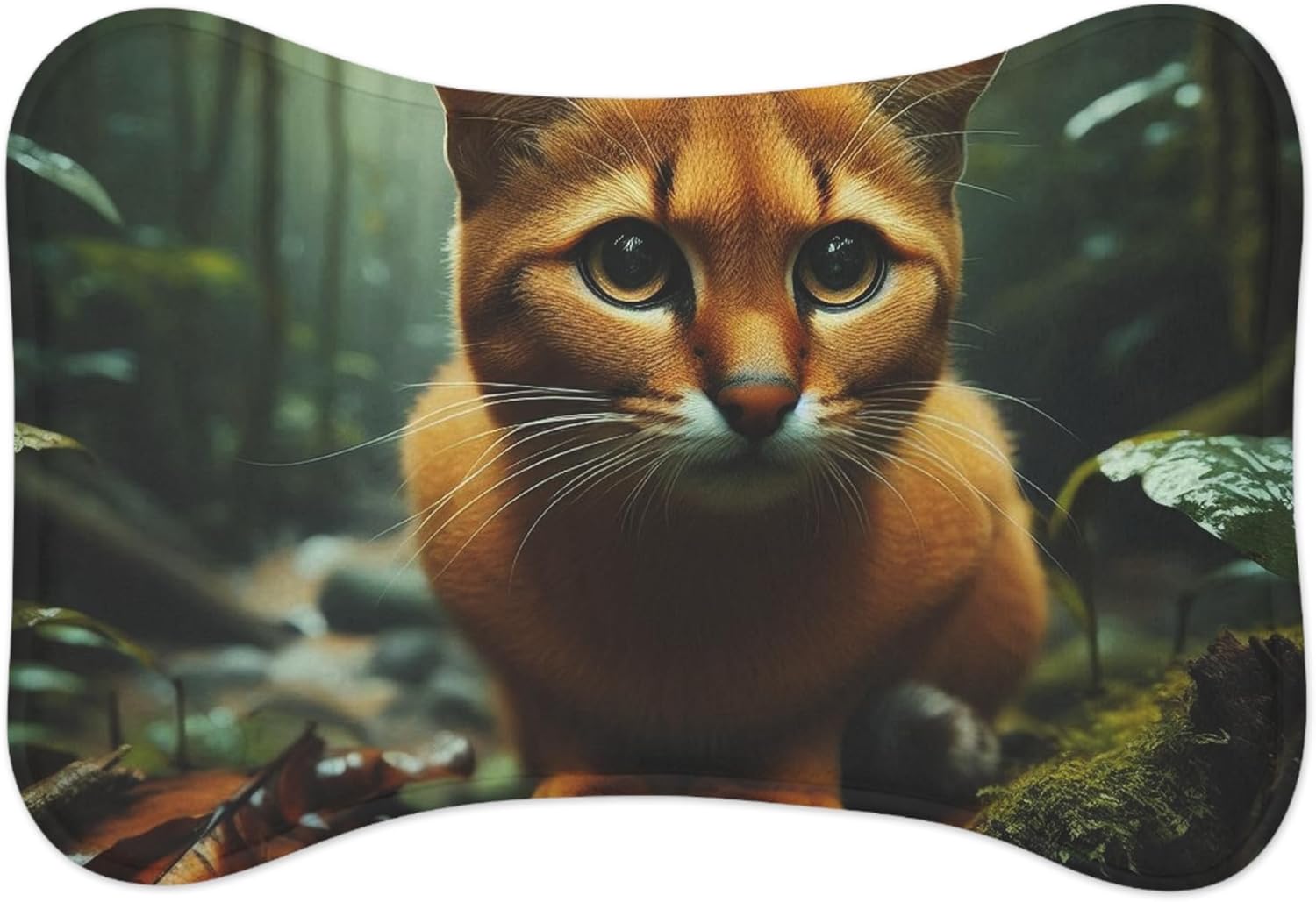 Vibrant African Golden Cat Inspired Anti-Slip Pet Feeding Mat with Memory Foam Core