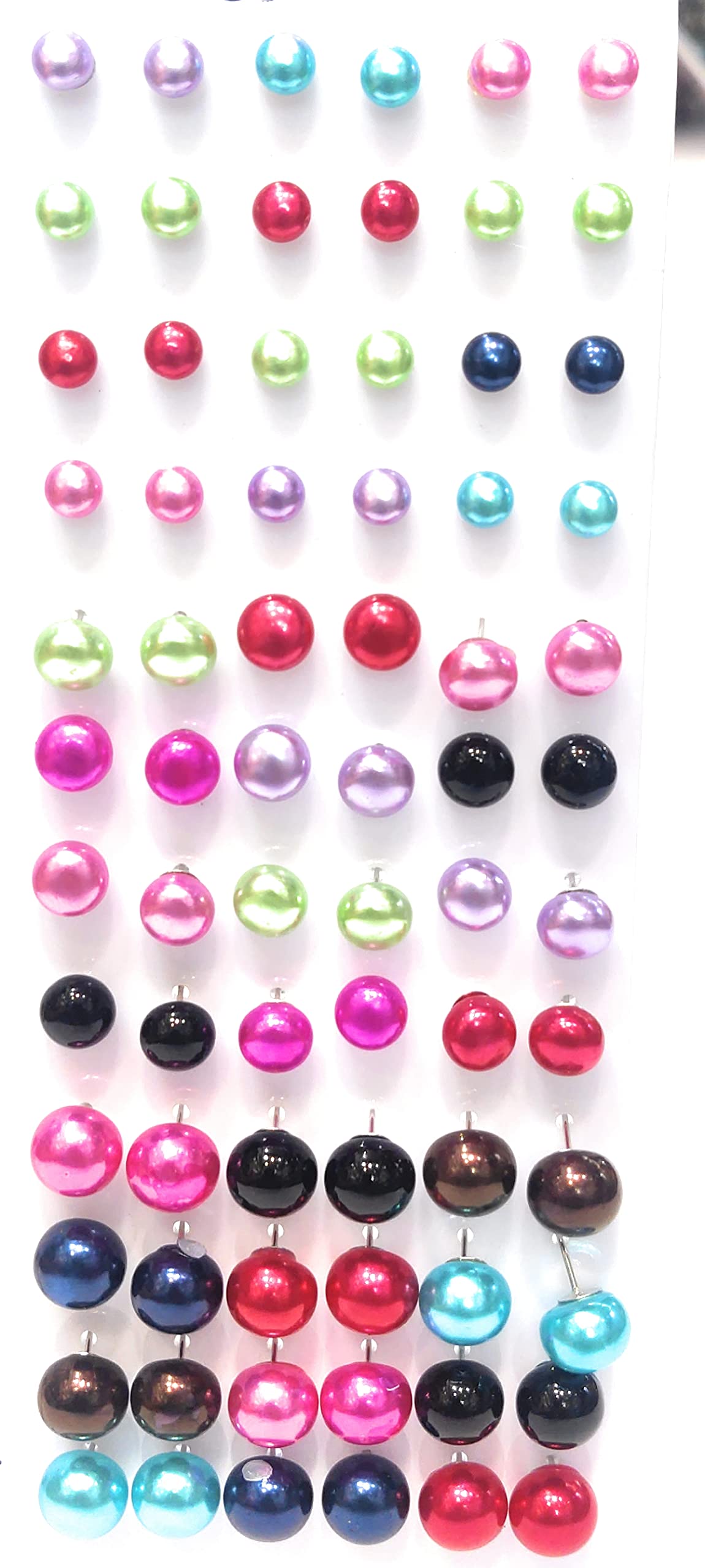 La Belleza Assorted Color Round Shape Pearl Stud Earrings with Push Back Clasp for Girls and Women (36 Pair) (B0B2DJ7V78) Amazon Price History, Amazon Price Tracker