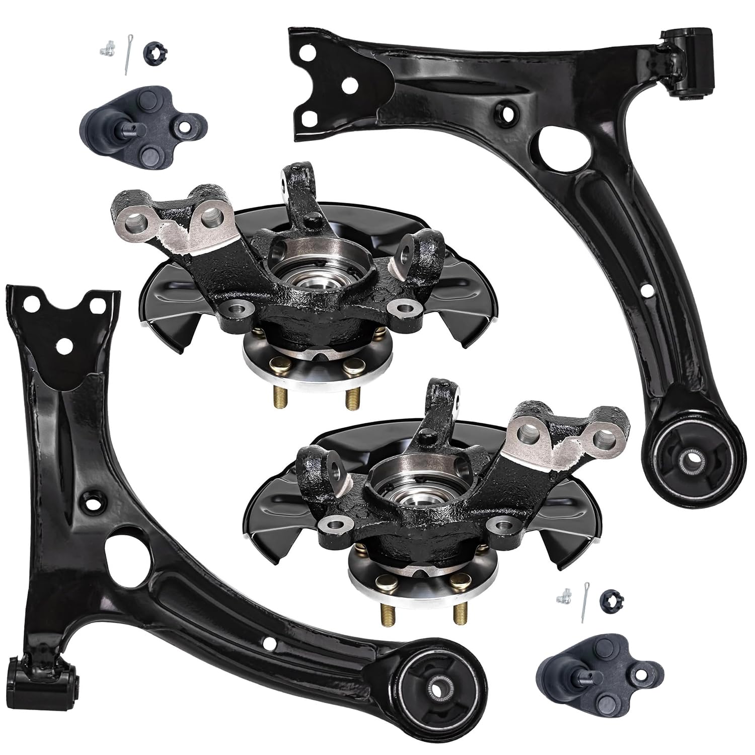Detroit Axle - Front Steering Knuckles &amp; Wheel Hub Bearings Lower Control
