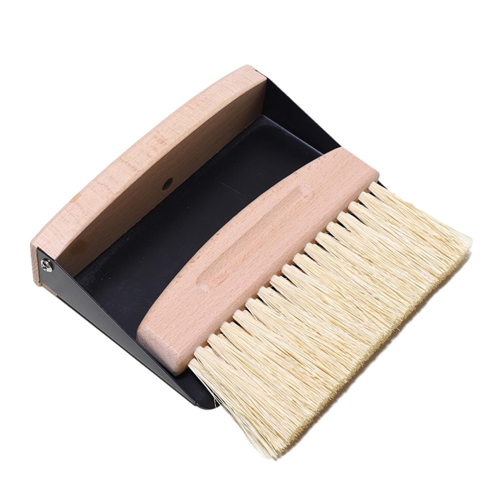 PIXZCSA Mini Broom Dustpan Set Desktop Usage Cleaning Snack Fruit Dust And Small Feces Efficiently Small Pet Feces Household Versatile Cleaning Tool , black sisal bristles , 15.5x10.5x4cm