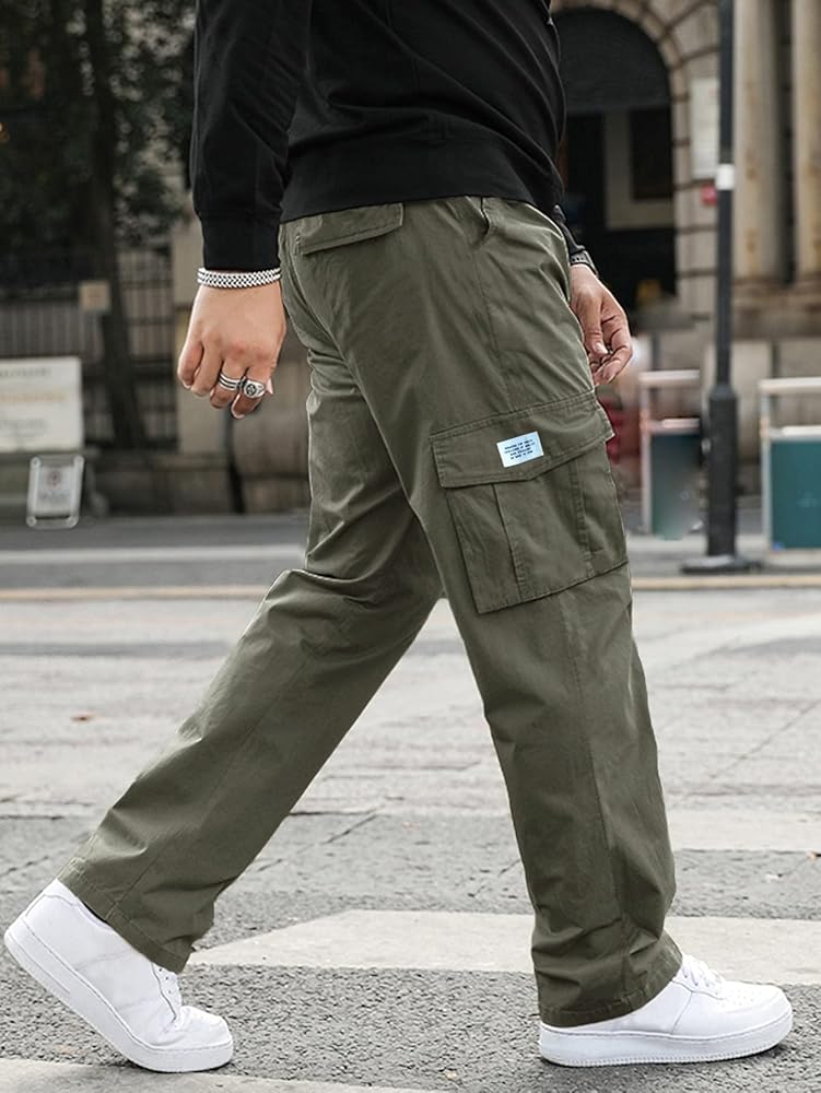 GORGLITTER Men's Straight Leg Cargo Pants Relaxed Fit
