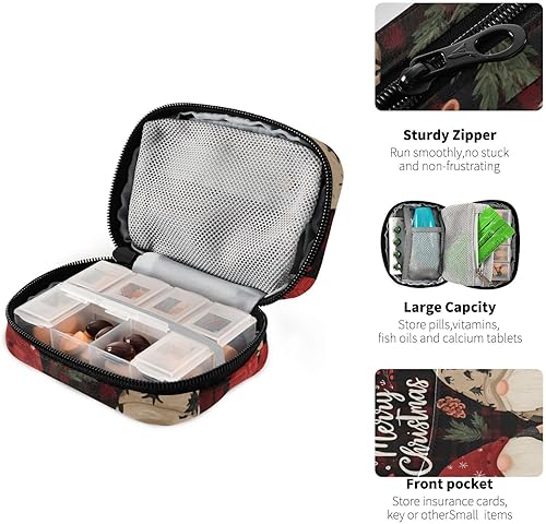 Vista 121 de Pastillero de viaje de dinosaurio beige semanal pequeño (cota), pastillero de 7 días, soporte para vitaminas, organizador de botellas de píldoras