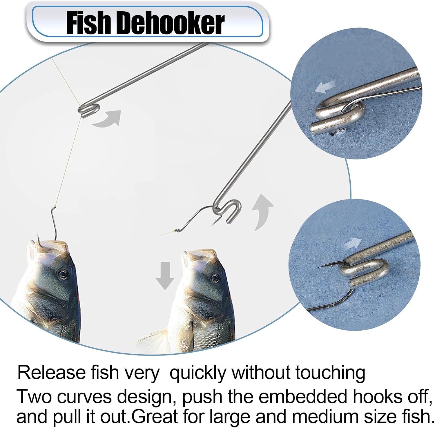 EUPHENG Fish Venting Tool with Fish Hook Remover, Safe & Convenient Dehooker Venting Device for Deep Sea Fish Release and Return