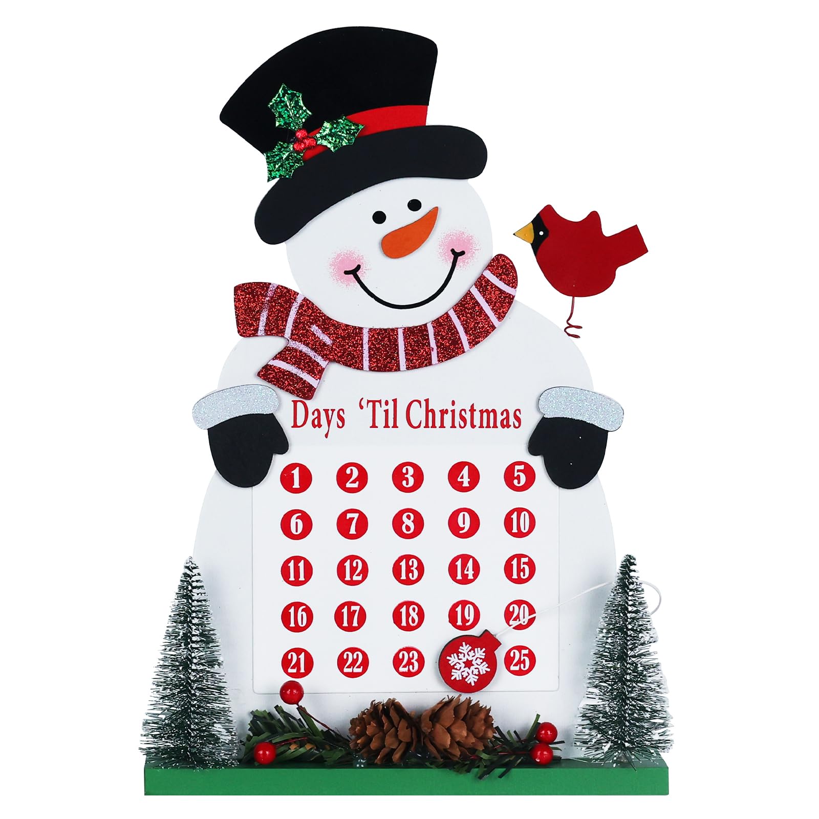 MEETYAMOR Christmas Countdown, Large Size Wood Snowman Christmas Decor, Farmhouse Rustic Sign Days Until Chtistmas Advent Calendar Christmas Decorations Indoor for Home, Table, Mantle, Living Room
