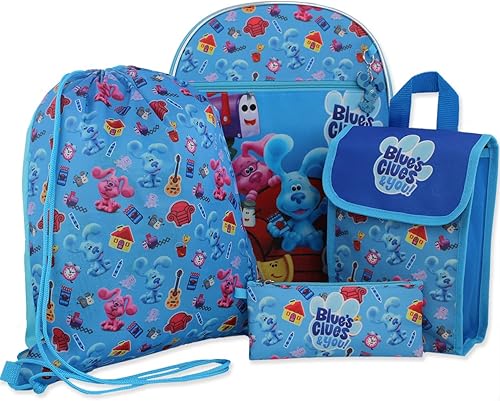 Blue's Clues & You Boys Girls 16" Backpack 5 piece School Set (One Size, Blue)