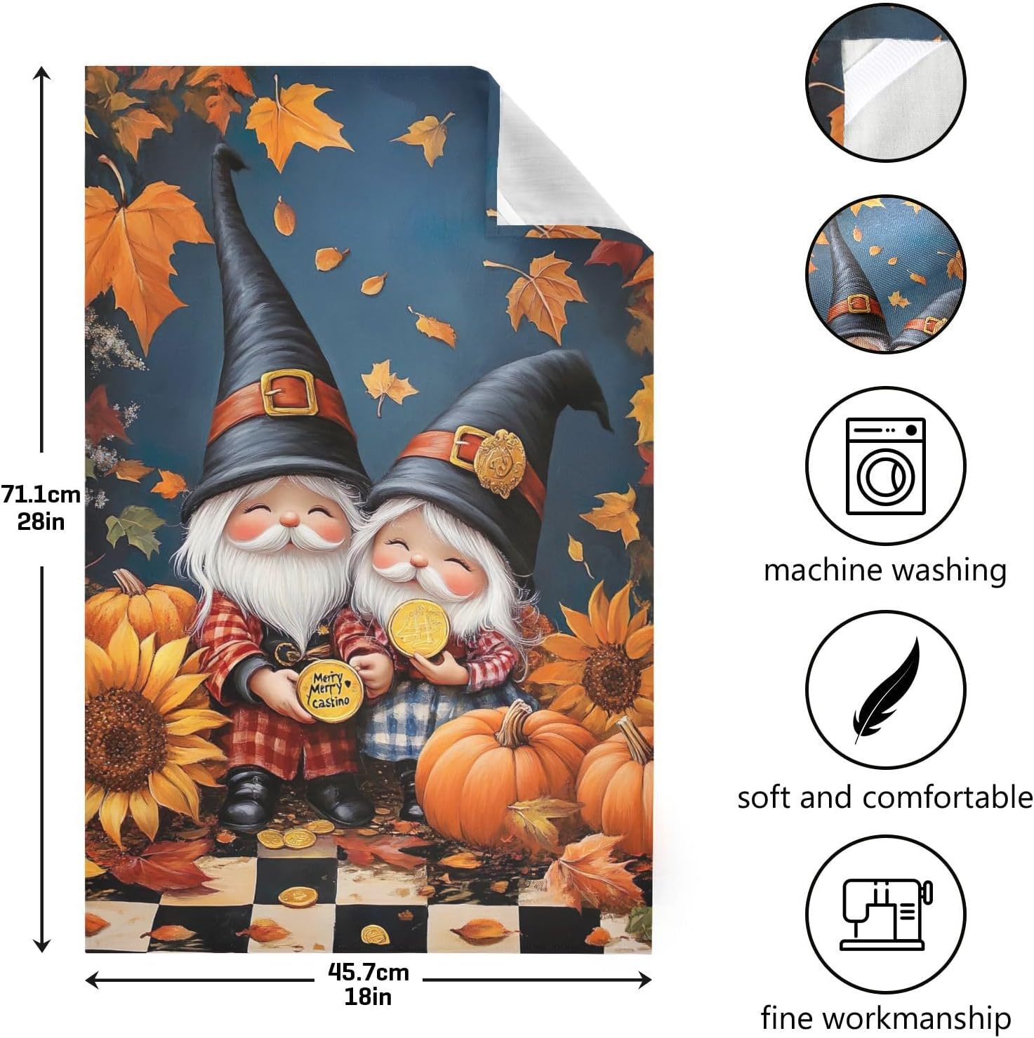 ODAWA Gnomes with Pumpkin Kitchen Towles Soft Absorbent Quick Drying Dish Towels Hand Towels Housewarming Gifts for New Home, Set of 6