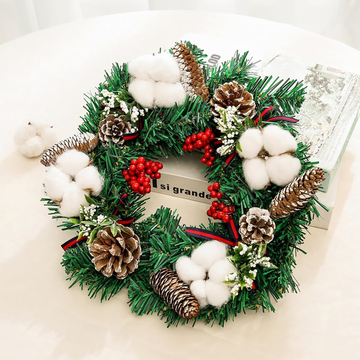 Couronne de Noël de 30 cm ARIASS pour sublimer votre déco de fenêtre