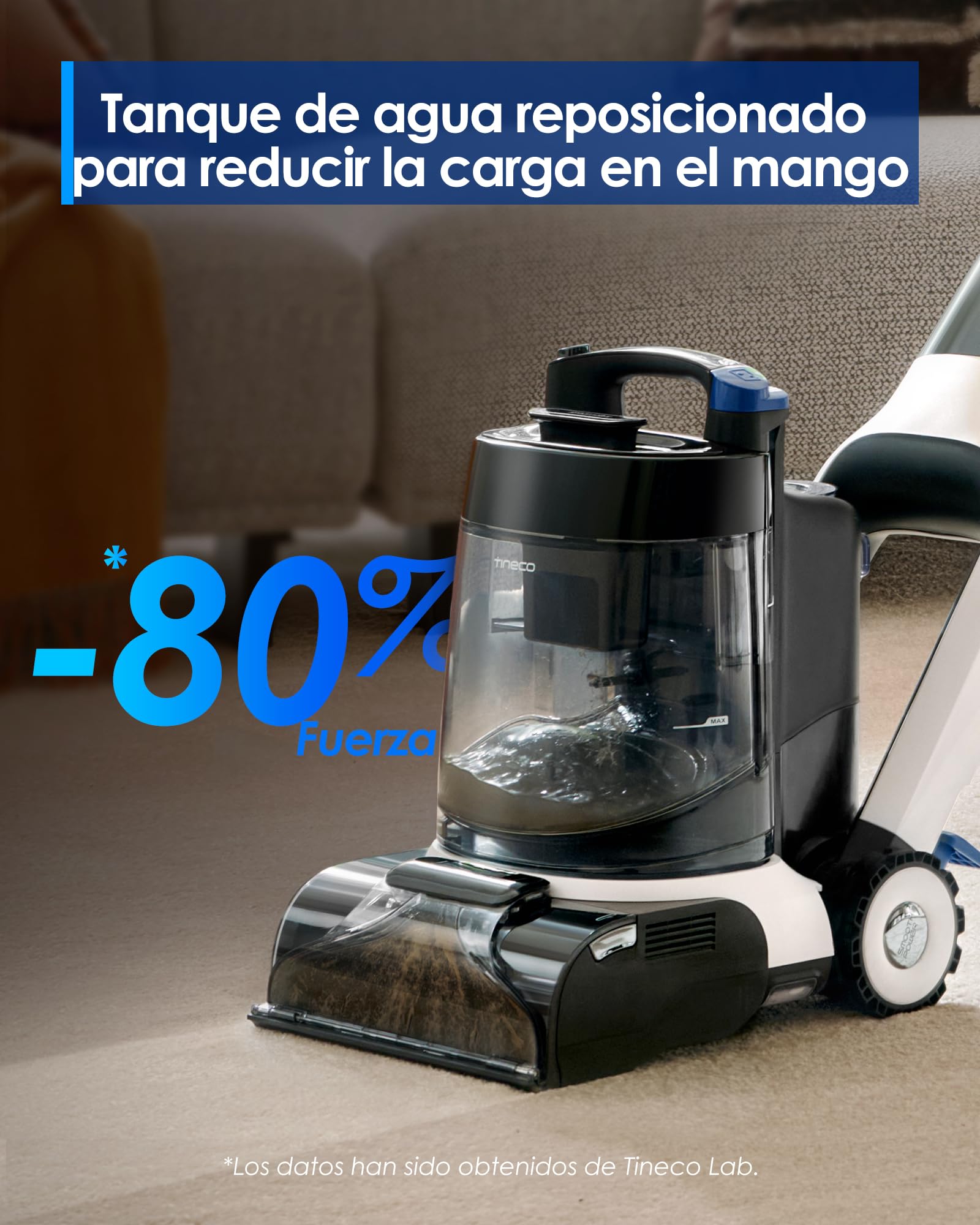 Tineco CARPET ONE Cruiser Limpiador de Alfombras Inteligente, Auto-limpieza y FlashDry, Limpieza Profunda para Alfombras y Tapicerías, 75℃ PowerDry, Potente Succión de 130W | Succión de 130W, SmoothPower de 3 niveles, PowerDry DualCore de 75 °C, Limpieza