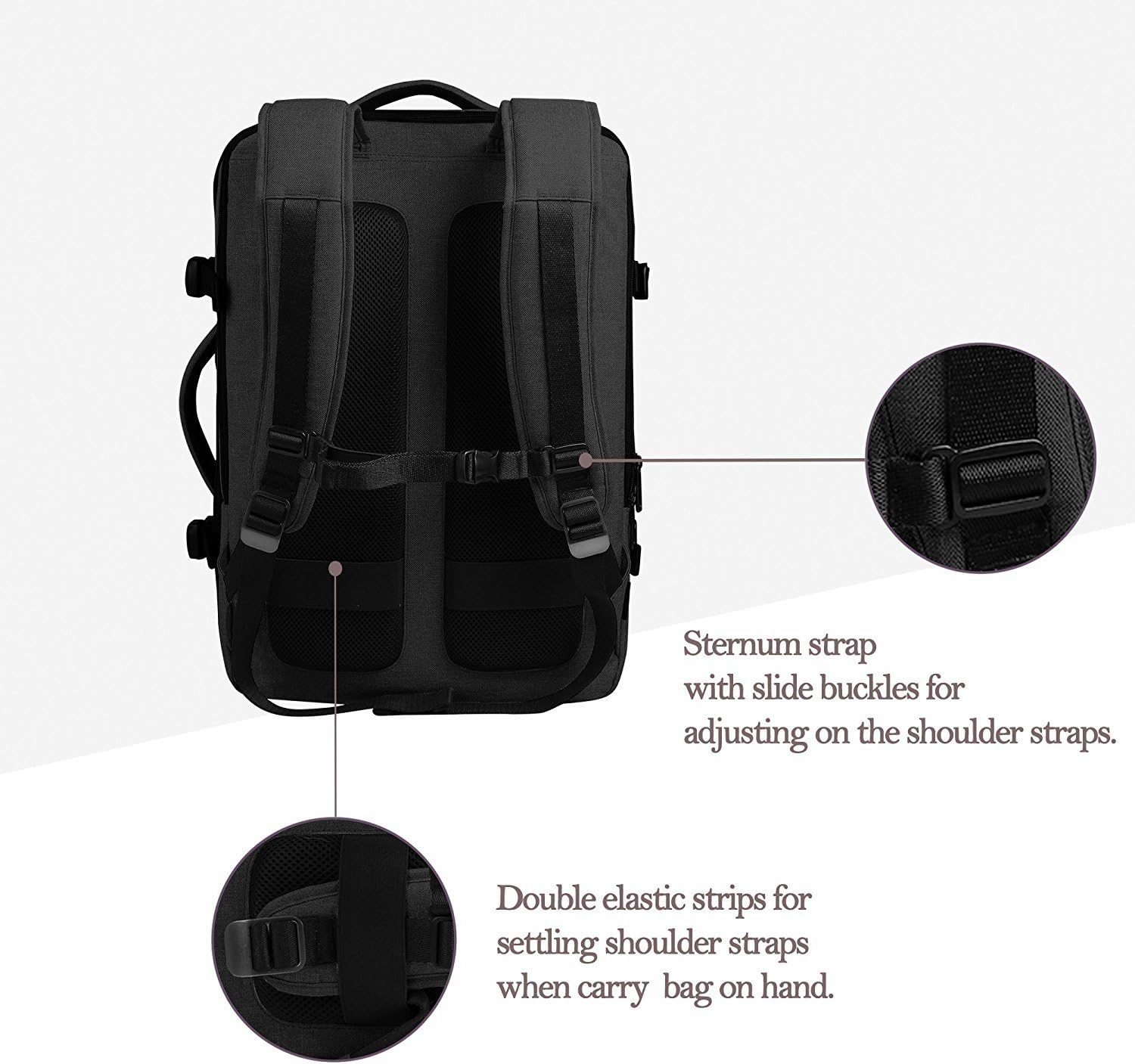 CAI Unisex College Bag, Large Travel Laptop Backpack 15 Inch 17 Inch Computer Water Resistant Rucksack (15, Black)