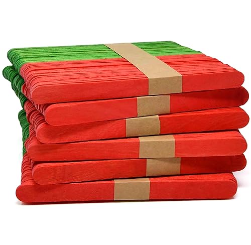 Gift Boutique 500PCS Christmas Wooden Popsicle Sticks 4.5 Inch Red