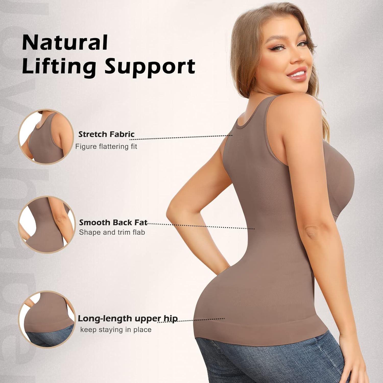 Shapewear Camisoles With Built in Bra Tummy Control Compression Tank Tops for Women Body Shaper Padded Tanks - Image 3