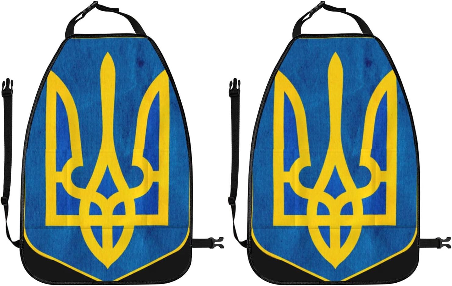 Vintage Coat of Arms of Ukraine 2-Piece Set of Car Seat Kick Protectors for Front Seat Backrests, Used for Car Rear Seat Backrests Protectors