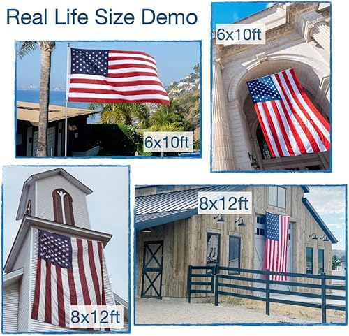 Miniatura 6 de Bandera americana extra grande, bandera de Estados Unidos, resistente viento alto 48 estrellas bandera estadounidense con estrellas bordadas, rayas