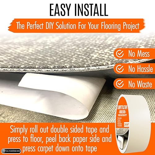 Miniatura 8 de Cinta adhesiva de doble cara para azulejos, 2 x 90 pies, agarre para alfombras de interior y exterior, para alfombras de área en madera dura, vinilo