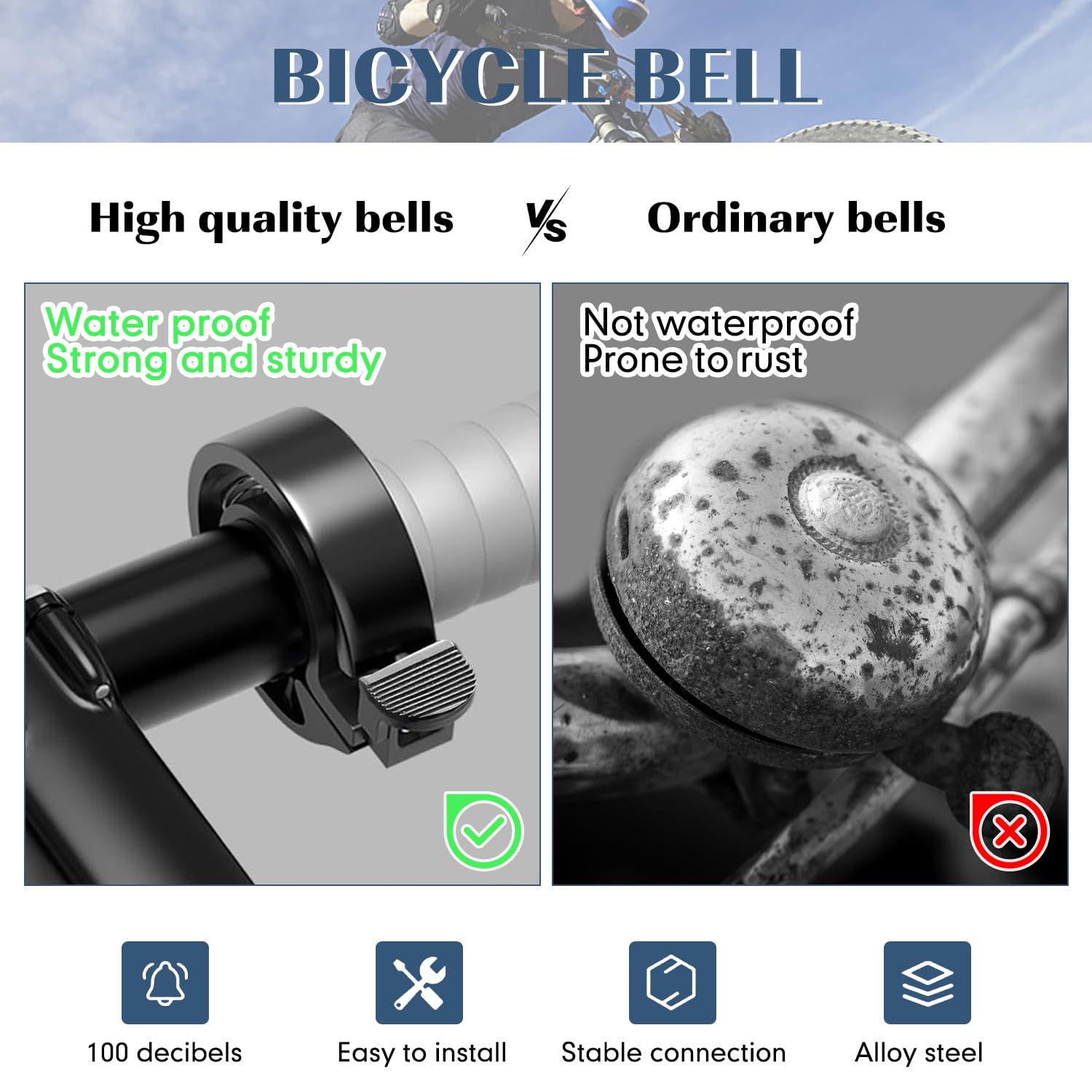 Mini Campanello Per Bici - Suono Forte E Lungo, Leggero, Per Manubri Da 22mm - Foto 6