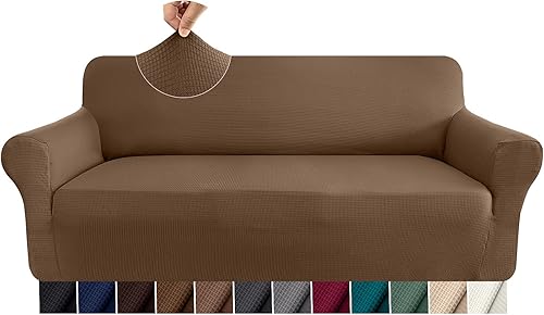Granbest Thick Couch Cover 1 Piece Stretch Fit Sofa Cover for 3 Cushion Couch Covers for Dogs Non Slip Latest Waffle Sofa Slipcover Furniture