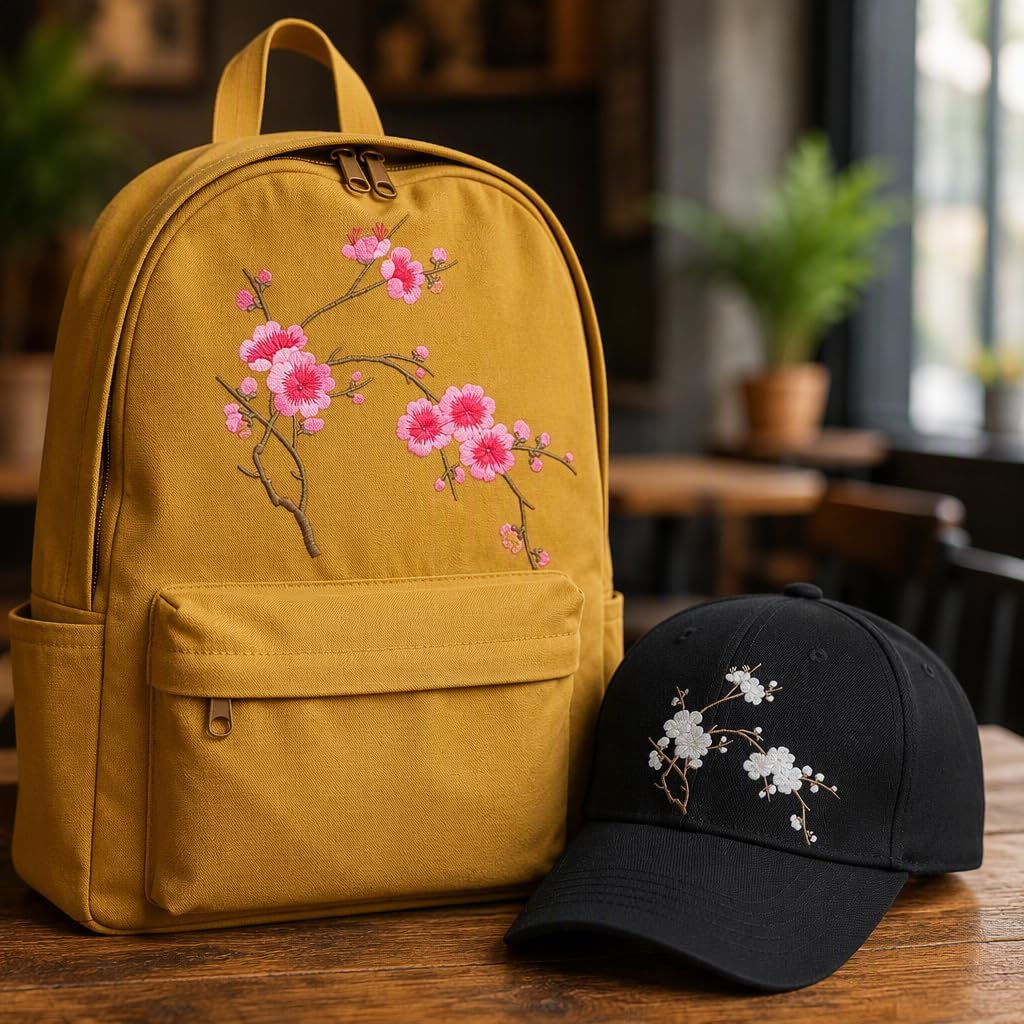Cherry Blossom Iron-on Patches 3 Pcs Floral Embroidery Appliques image 5