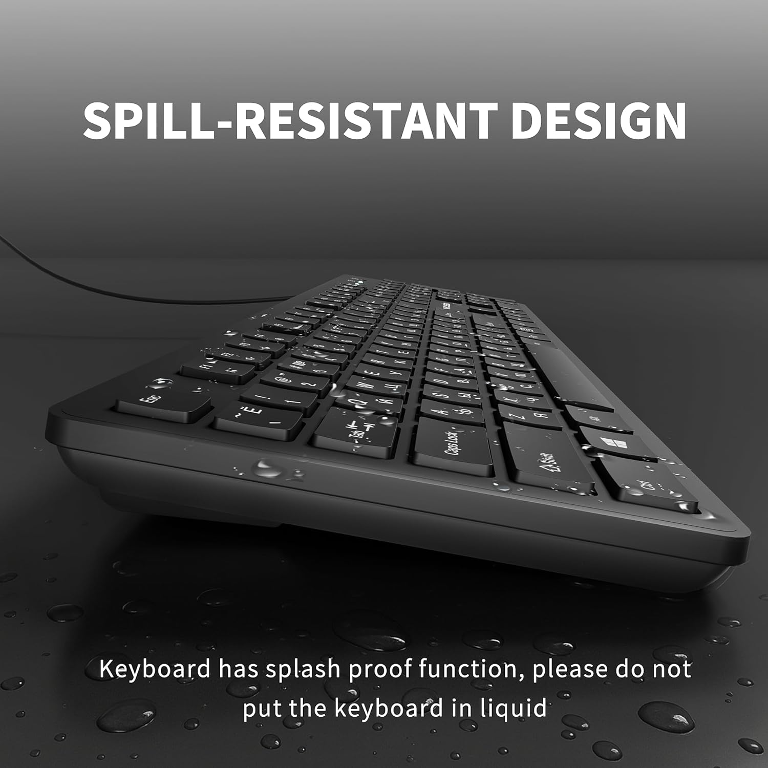 Russian Keyboard with English (Cyrillic),Non Fading Characters,12 Multimedia Keys USB Interface,1.6m line Length Suitable for Computer Laptop PC,Full Size with Number Key,Plug and Play
