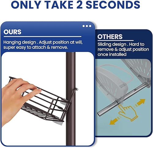 Miniatura 3 de SEIRIONE Estante de ducha a prueba de óxido para ducha interior, organizador de 4 organizadores para almacenamiento de accesorios de champú y