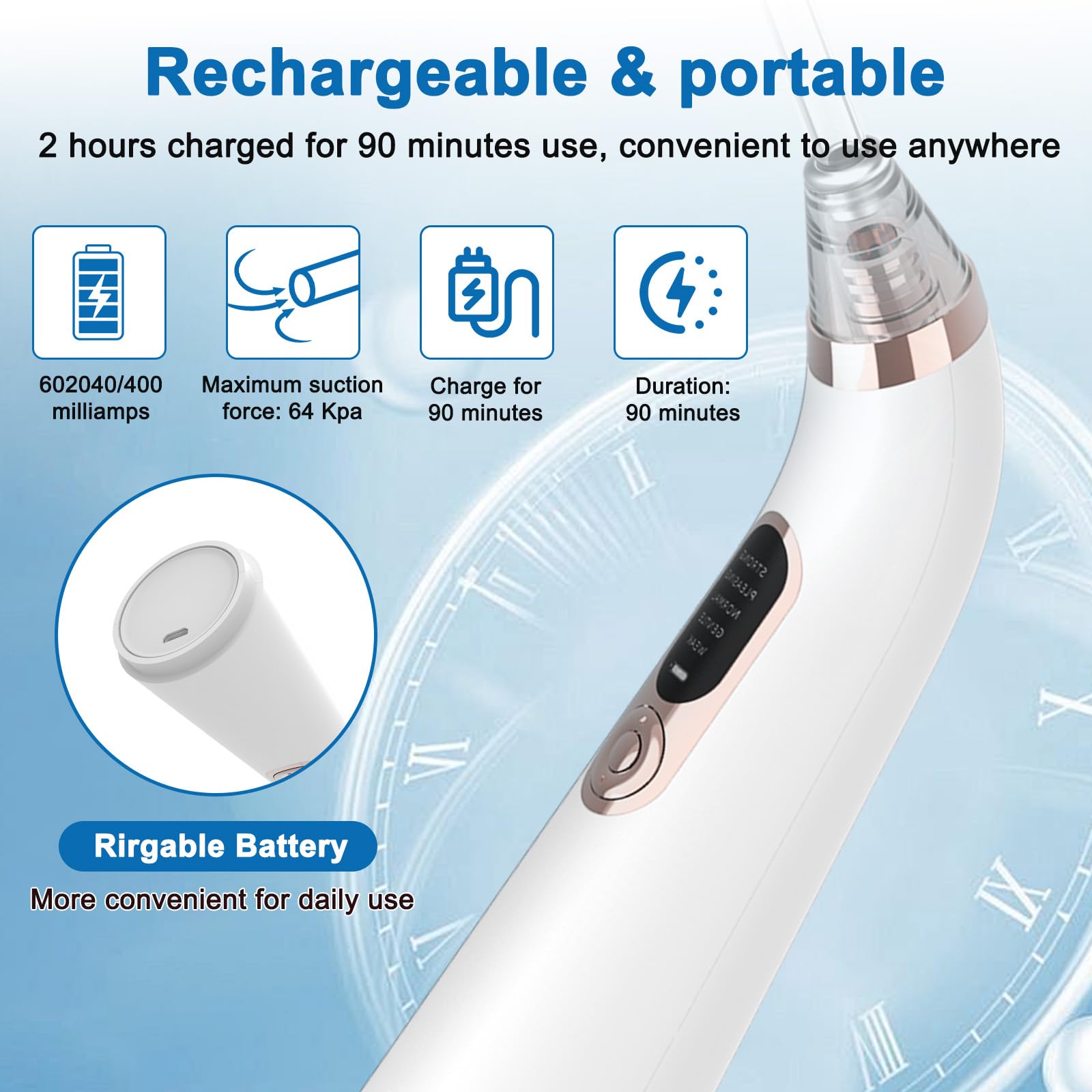 Kit de Nettoyage d’amygdales, Aspirateur électronique pour enlever les amygdales, kit de retrait de pierres amygdales avec 5 modes d'aspiration, outil de retrait des tonsillolith, upgrade