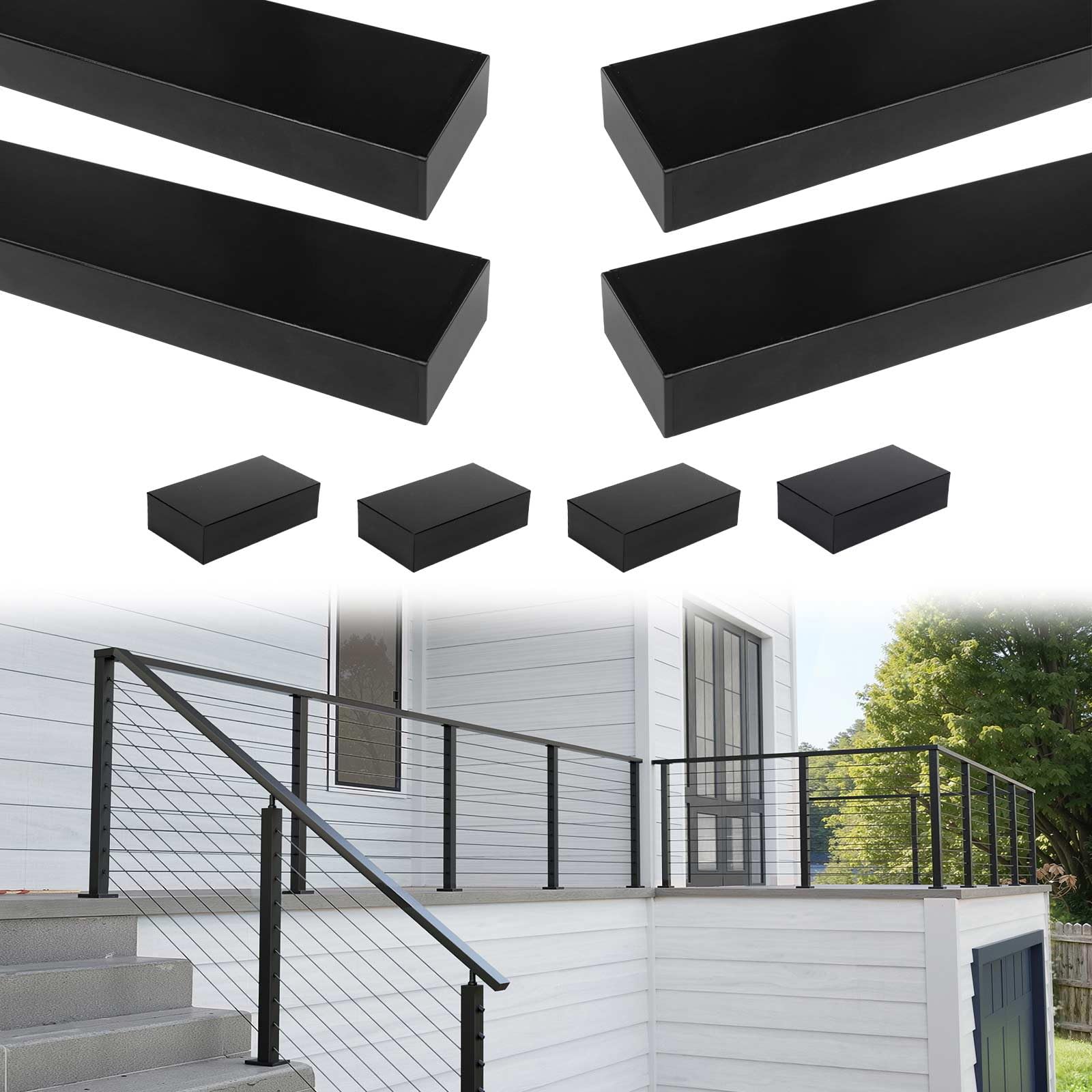 Photo 1 of Muzata 8ft Black Stainless Steel Cable Railing Handrail HT10