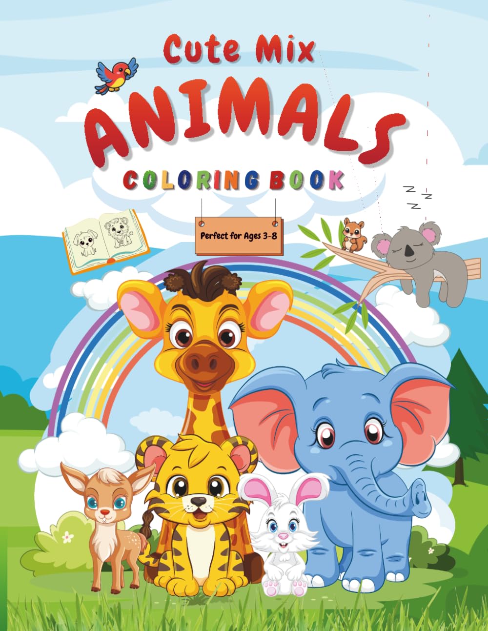 Cute Animals Coloring Book for Kids: Simple and Cute Animal Illustrations for Kids Ages 3-8