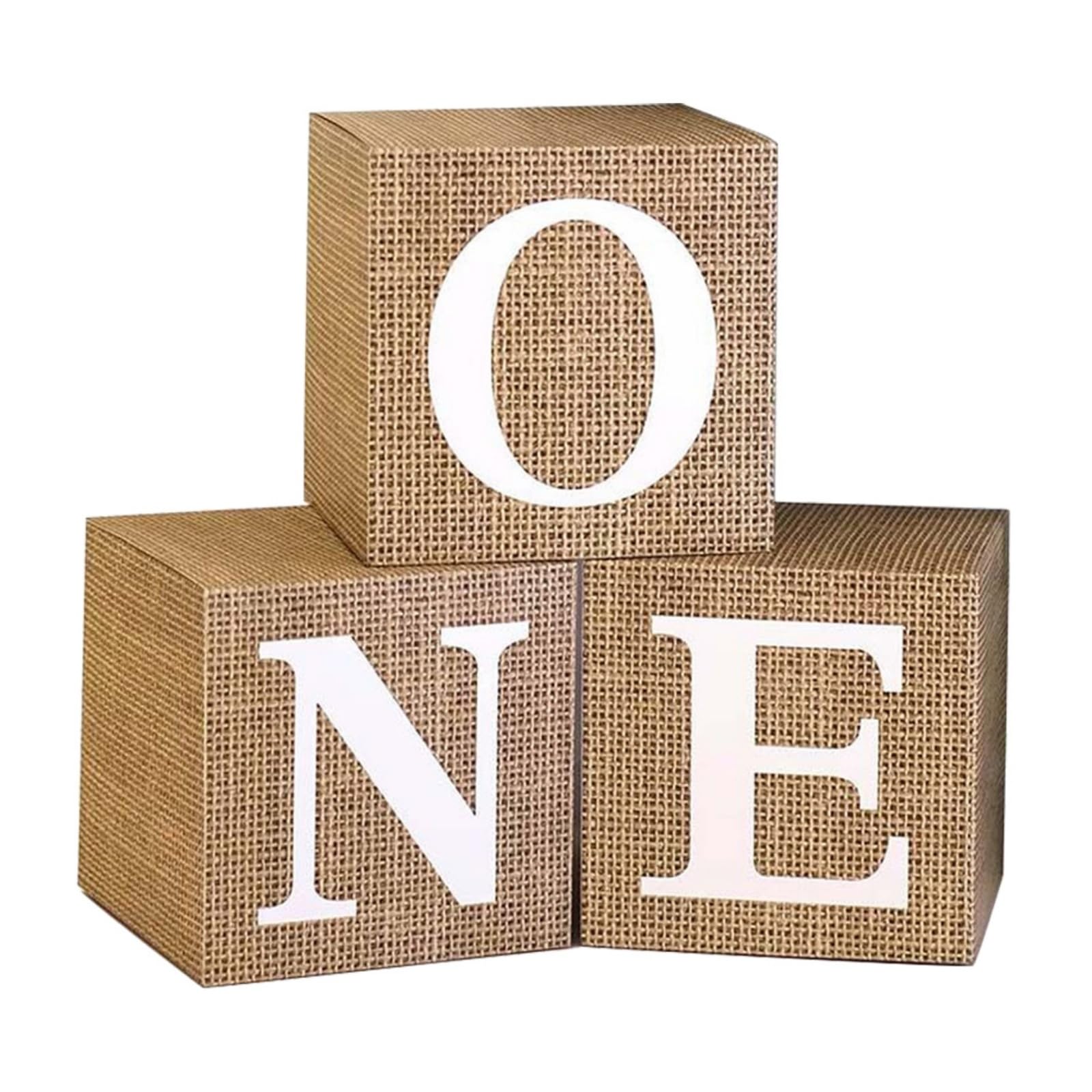 Paper Burlap Stripe One Boxes for 1st Birthday, Baby Girl First Decorations, Party Décor Supplies Boy, Anniversary Photoshoot Props Backdrop. (Burlap)