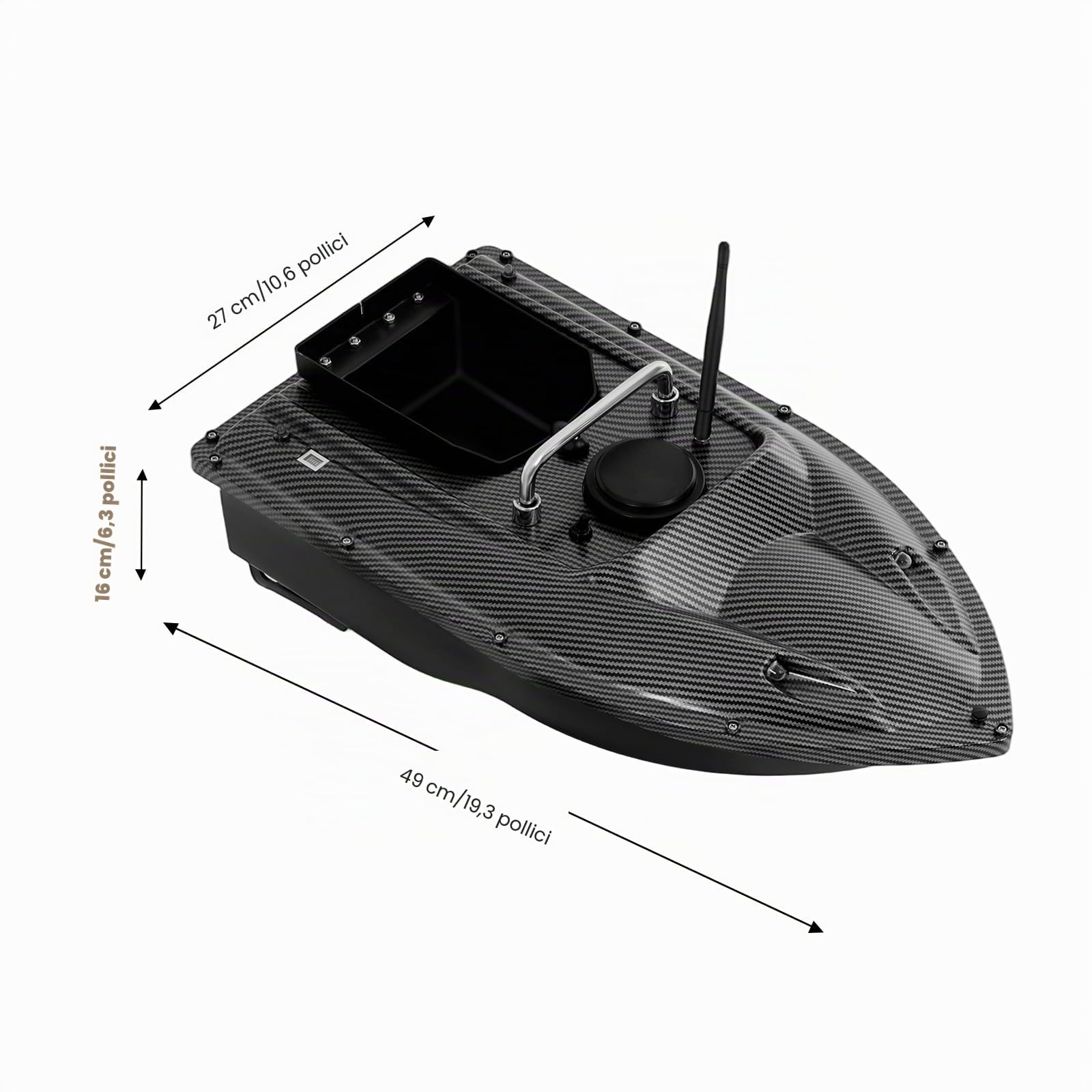 Barchetta di alimentazione con luce LED, 500 m, barca esca per pesca, controllo di crociera, capacità di carico di 1,5 kg, barca per alimentazione con barca esca per gli appassionati di pesca