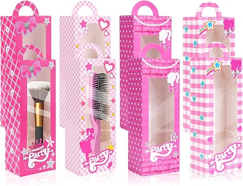 Mity rain 8 cajas de regalo de fiesta rosa para niña, caja de almacenamiento de muñecas rosa para decoraciones de fiesta, regalo rosa, bolsas de