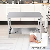 Vista 5 de Mesa plegable de acero inoxidable de 48 x 24 pulgadas para preparación y trabajo, isla de cocina de acero inoxidable comercial resistente NSF