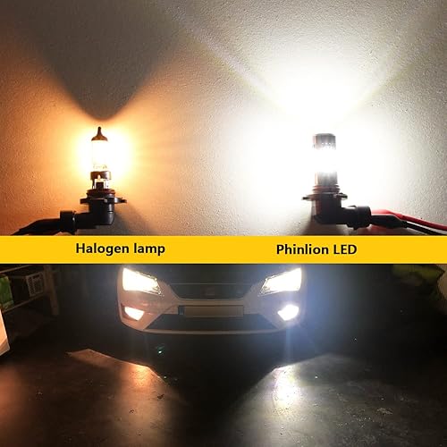 Miniatura 6 de PHINLION 9006 HB4 Bombillas LED para luces antiniebla, 3200 lúmenes súper brillantes, 6000 K xenón blanco, luces de circulación diurna DRL, lámparas