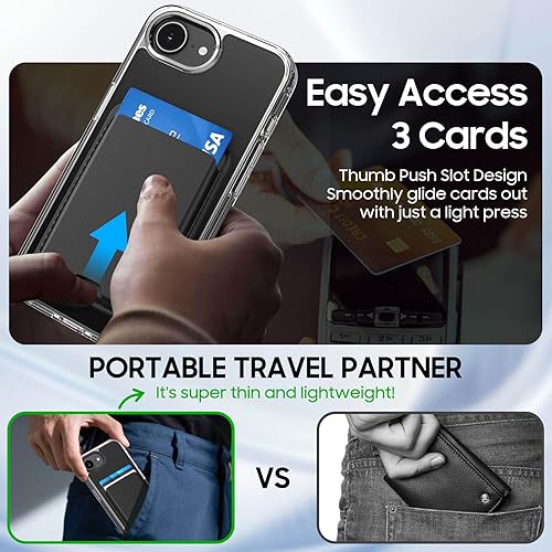 Miniatura 6 de Funda 2 en 1 para iPhone 16e  iPhone SE4 con cartera magnética desmontable tarjetero negro para hombres y mujeres compatible con accesorios Magsafe