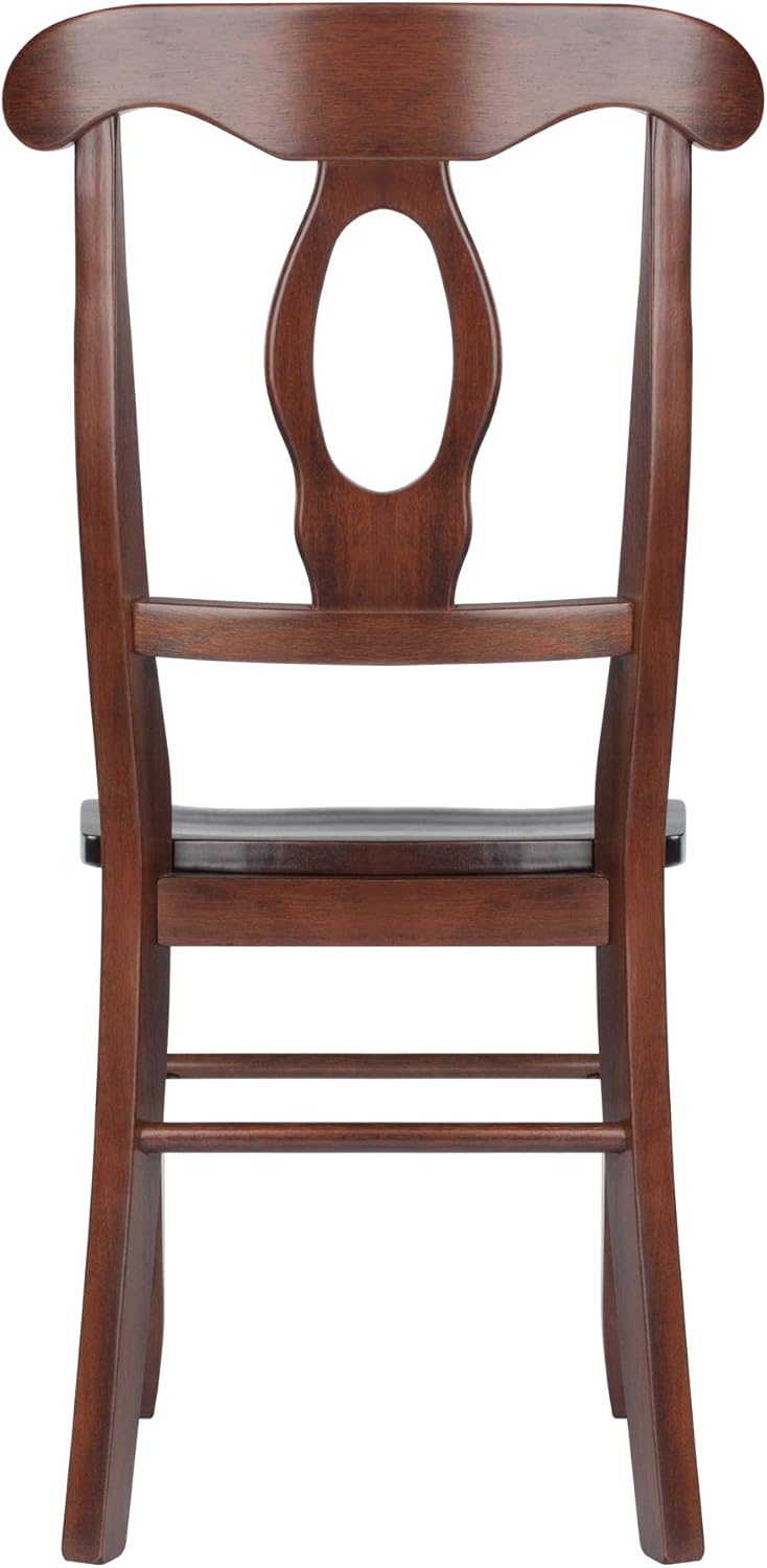 Walnut Keyhole Back Transitional Side Chairs, Set of 2