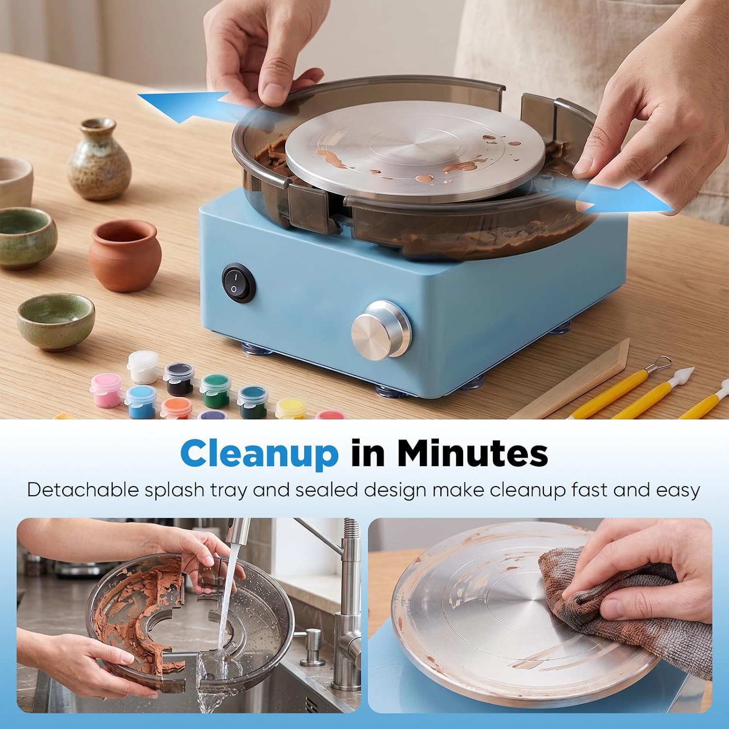 Sakerneo Mini Pottery Wheel for Kids,Beginners,Adults,complete pottery kit