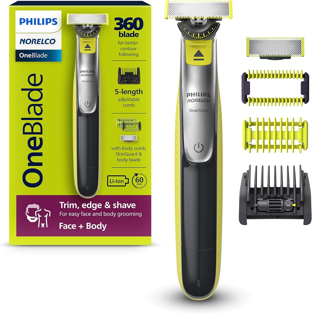 Beard and Body Hair Trimmer with Dual-Sided Blade for Shaping