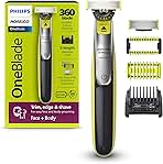 Philips Norelco OneBlade 360 Hybrid Face + Body, Electric Beard Trimmer, Shaver and Body Groomer, with 360 Blade Technology, 1x 360 Blade for Face, 5in1 Adjustable Comb, 1x Body Kit, Model QP2834/70