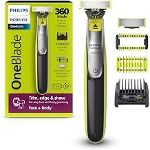 Philips Norelco for Face + Body, Electric Beard Trimmer, Shaver and Groomer, 5in1 Adjustable Comb, 1x Body Kit, Model QP2834/70, Black/Lime Green