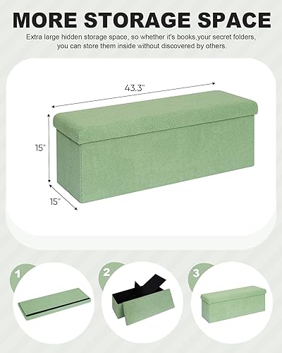 Miniatura 48 de B FSOBEIIALEO Cubo otomano de almacenamiento pequeño Sherpa otomano otomano, otomanas plegables y portátiles, piel de peluche sintética, color