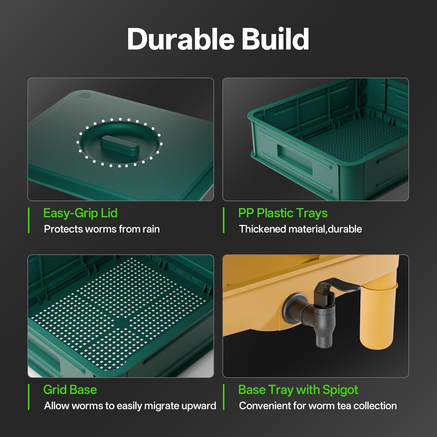 85L Large Worm Composter, 5-Layer Worm Compost Bin for Indoor & Outdoor, Starter Kits for Vermicomposting Starter, Garden Worm Composting Bin for Recycling Food Waste (Green)