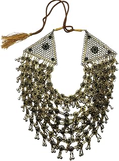 Afghan kuchi Stunning handmade Stunning Long Necklace with Small Green Glass stone